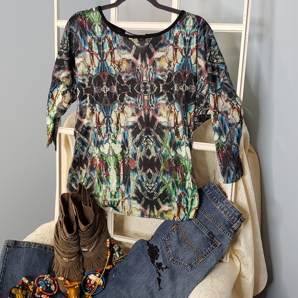 Embellished scoopneck top NWT keyhole back with chain Goth Witchy ♡ - Picture 4 of 12